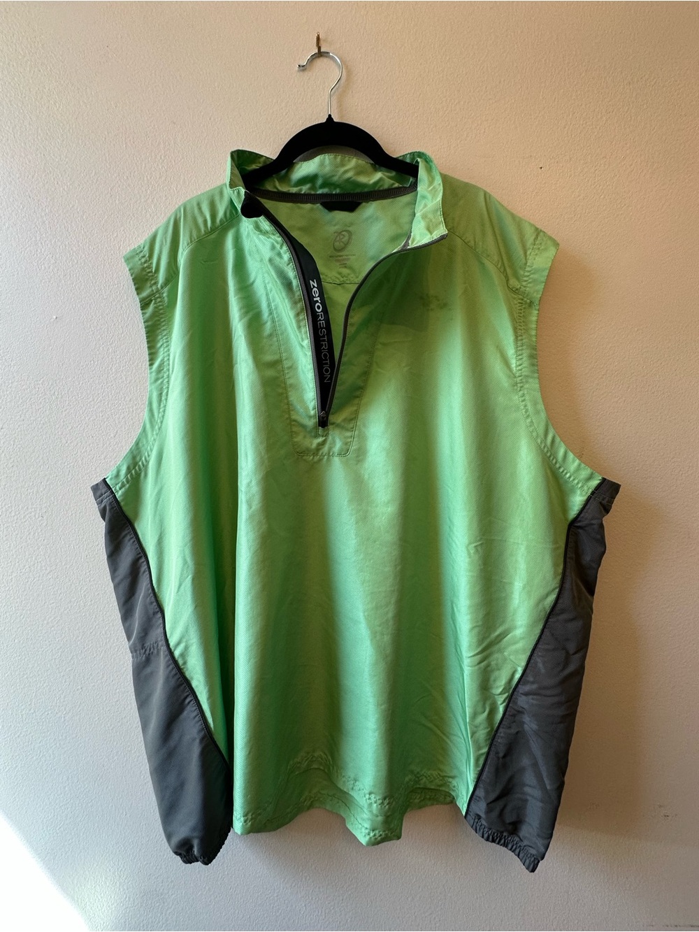 Zero Restriction Tour Series Golf Vest Mens 3XL XXXL Green 1/4 Zip Windbreaker